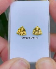 6x6MM fancy yellow Trillion Cut Diamond VVS1 Premium Quality Loose Gemstone 2Pcs