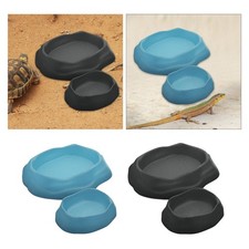 2x Reptile Bowl Terrarium Habitat Decoration Terrarium Dish Reptile Food Feeder