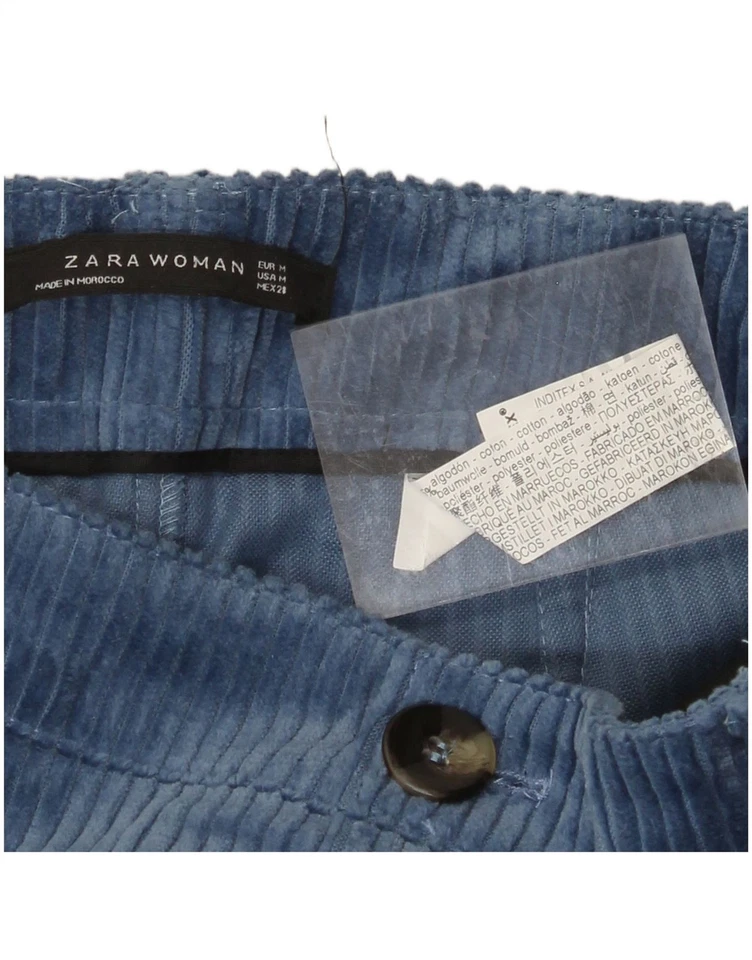 ZARA Womens High Waist Wide Leg Corduroy Trousers Medium W28 L31 Blue DE07 - Image 3 of 3
