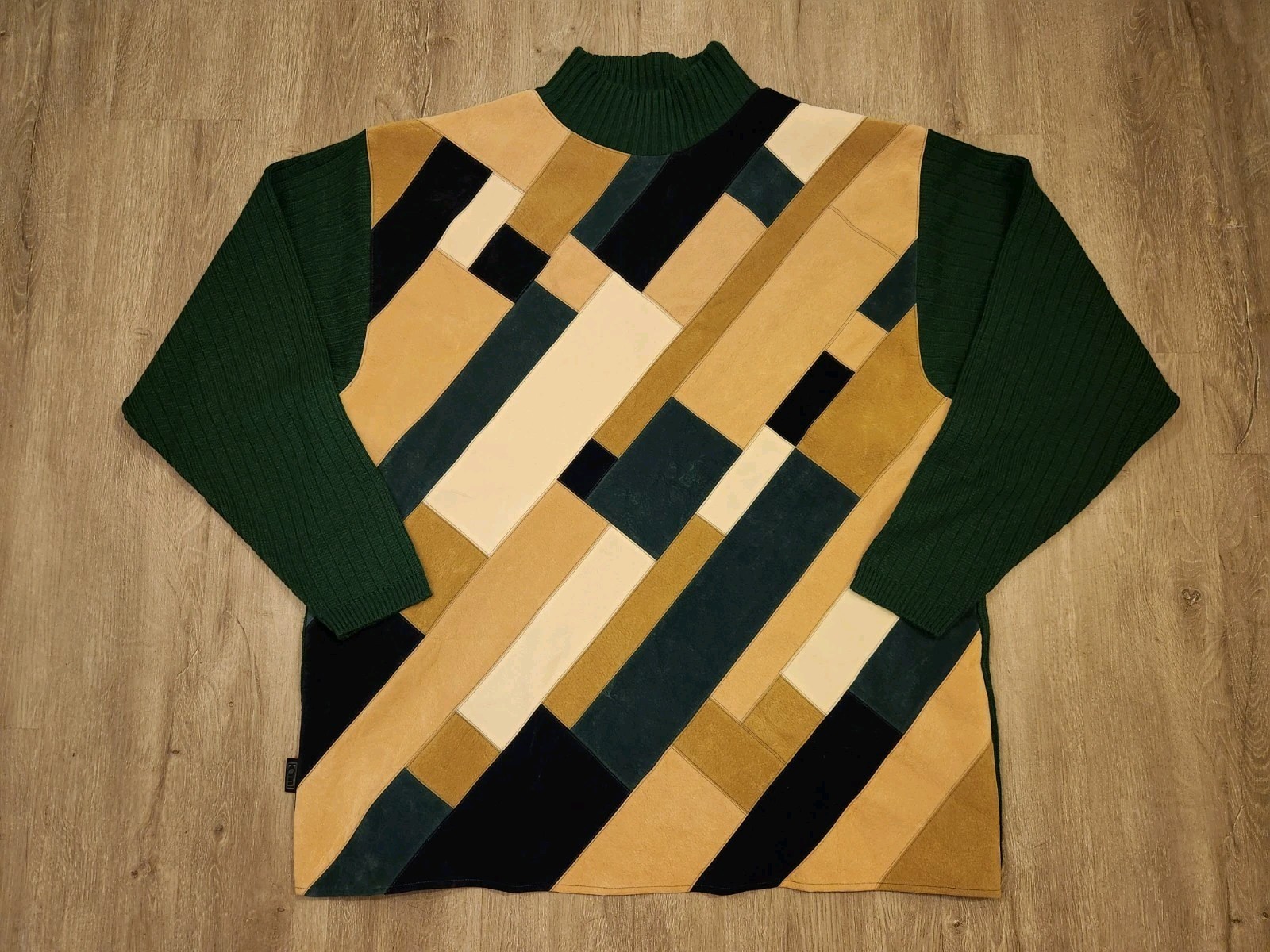 Vintage Koman Patchwork Pullover Knit Sweater Men… - image 1