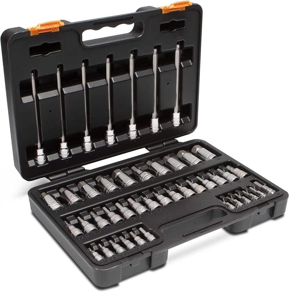 44-Piece SAE/Metric Hex Bit Socket Set: Chrome Finish, Durable 1/4”, 3/8”, 1/2” - Image 3 of 4