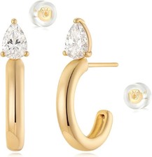MYEARS Gold Hoop Earrings for Women Open 14K Small Simple Hypoallergenic Lightwe