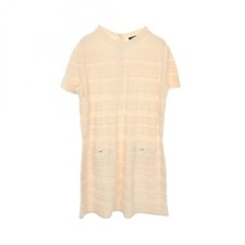 Chanel Coco Mark Button Dress Wool White Size 42