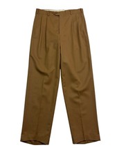 vtg 90s USA Made 34x32 Tan Dress Pants Trousers Wool Pleated High Waisted USA