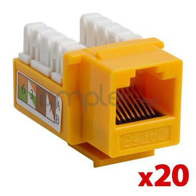 20 pack Cat5E Keystone Jack Punch Down RJ45 CAT5 Yellow