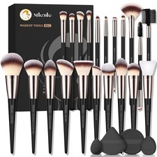 Mlemle Professional Makeup Brushes Set 25 Pcs Foundation Sponge Puff Kit New