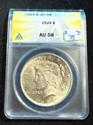 1924 PEACE DOLLAR ANACS AU 58 159