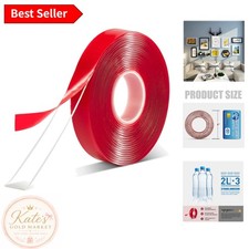 1/2" Acrylic Double Sided Tape, 10ft Roll - Strong Hold for Indoor  Outdoor Use