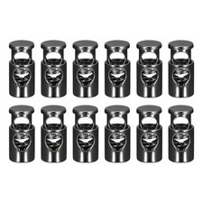 12pcs Single Hole Spring Cord Locks Toggle Stoppers 0.25"Hole for Clothes Black