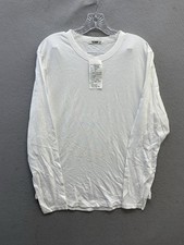 Buck Mason T Shirt Mens Medium White Slub Cotton Long Sleeve Crewneck Made USA