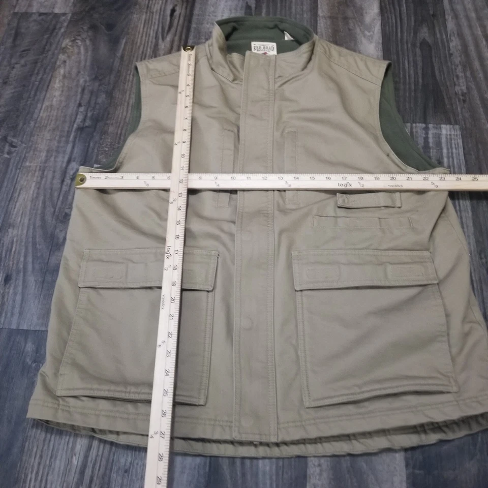 RedHead Utility Vest with Game Pouch Size Large Beige Green Fleece Lined - Image 2 of 4