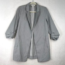 Rachel Zoe Blazer XS Gingham Ruch Sleeve Academia Oversized Quiet Luxury 80s