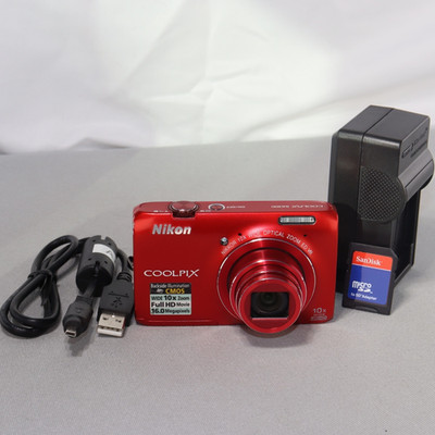 Nikon COOLPIX S6300 16MP Digital Camera Red *TESTED* W Charger + 8gb SD