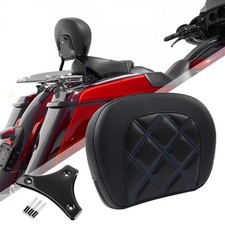 Blau N&auml;hte Passagier Sissy Bar R&uuml;ckenlehne Pad Halterung F&uuml;r Harley Street Glide