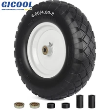 GICOOL 4.80/4.00-8" Wheelbarrow Tire, 16" Flat Free Solid Tire and Wheel