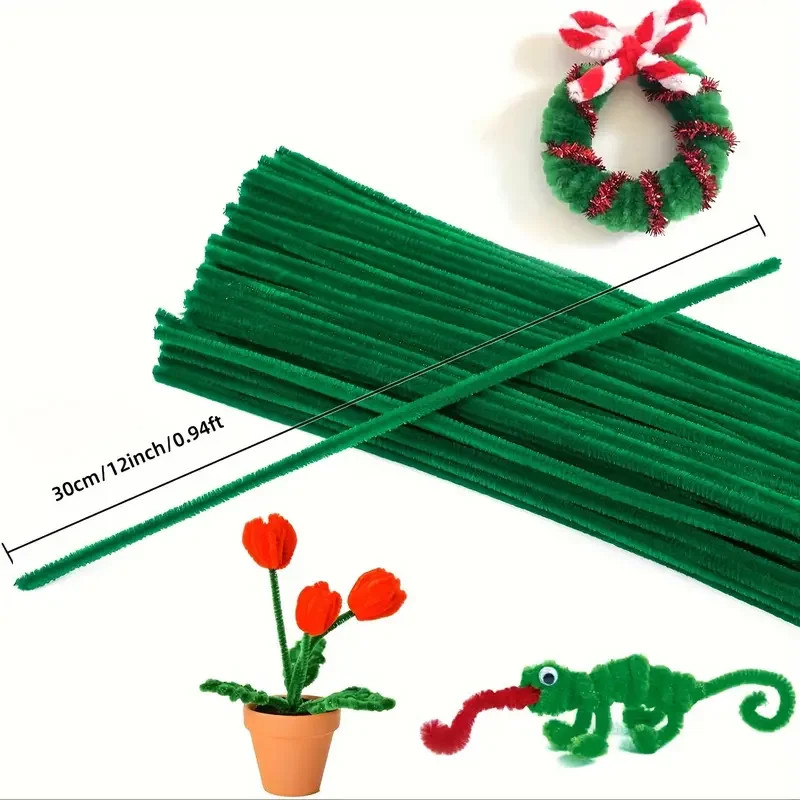 Kit 400 Cure-Pipes Chenille + 30 Tiges Fleurs - 4 Couleurs Pour Créations DIY, Loisirs Créatifs