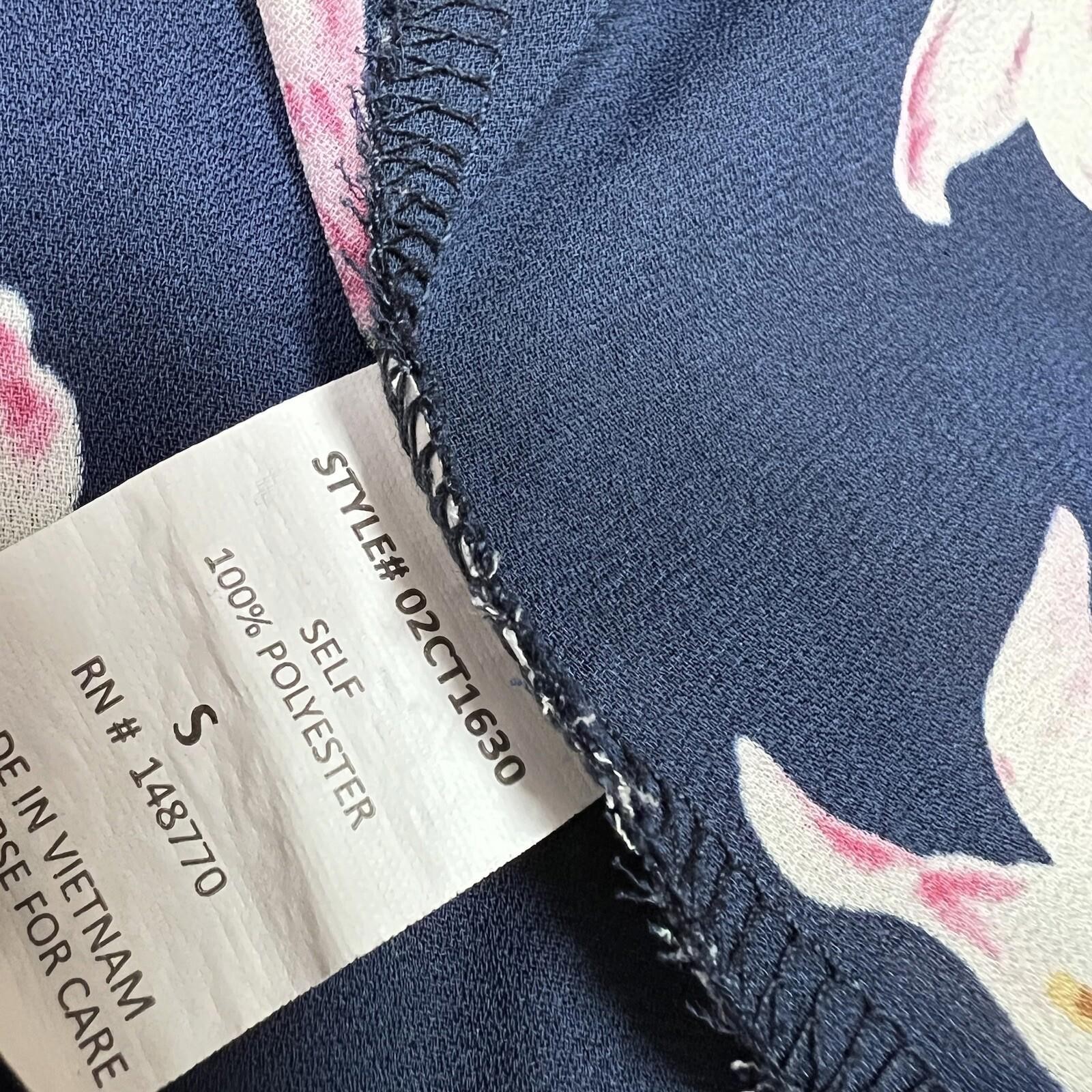 Sienna Sky Blouse Women’s Blue Pink Floral Short Sleeve Size Small