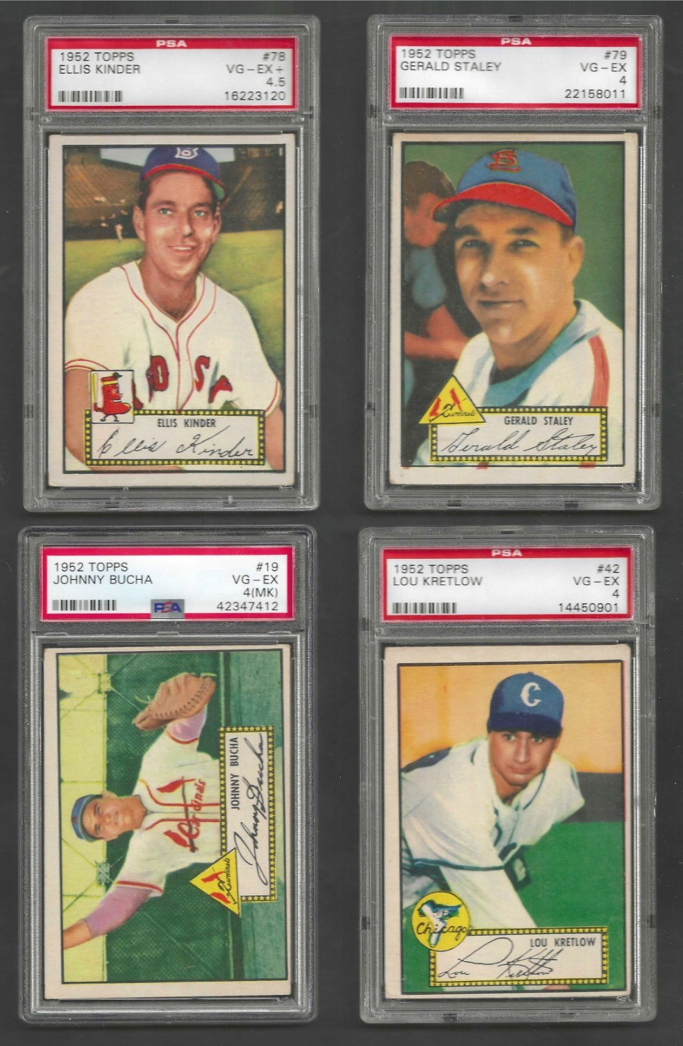 RED Lou Kretlow #42 1952 Topps Baseball Card - Graded PSA 4 VG/EX -ONE CARD