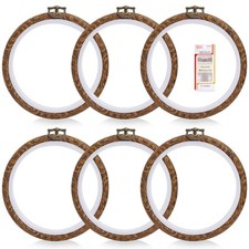 6 Pieces Imitated Wood Embroidery Hoop Frame  Decorative 5.5 Inch Round