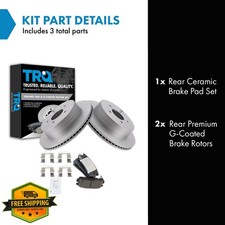 TRQ Rear Brake Pad and Rotor Set Ceramic G Coated Vented Rotors Compatible wi...