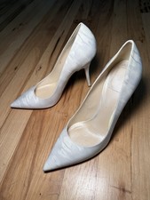 Christian Dior Ch rie Pointed Toe Pumps   Ivory Pearl Grey Marble, Size 38