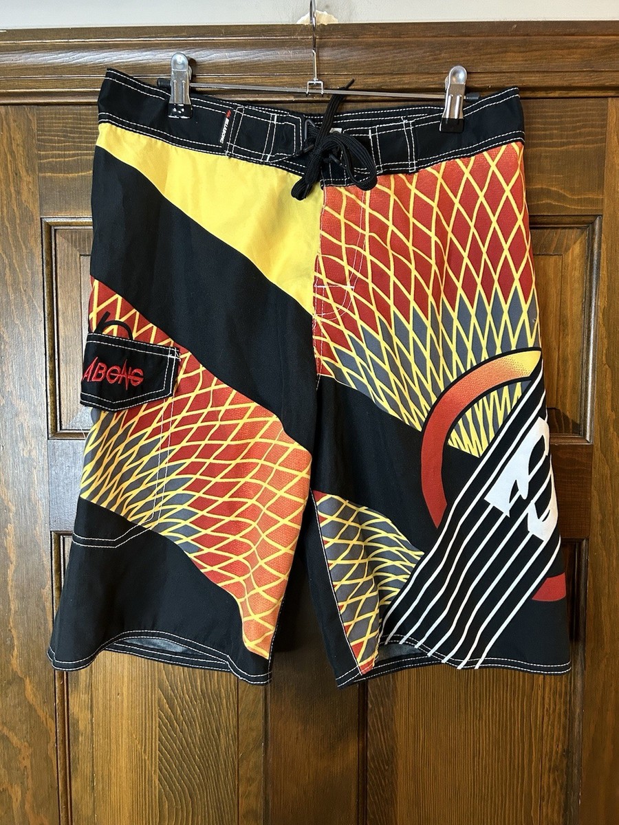 Vintage Billabong Andy Irons Rising Sun Black Red Board Shorts