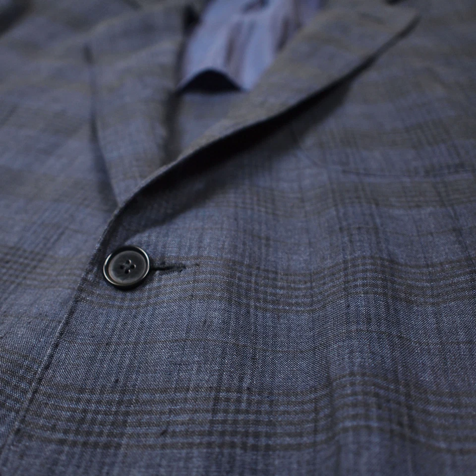 BURBERRY 100% linen Prince of Wales sport coat size 52 / L / Large jacket blazer - Photo 4/4