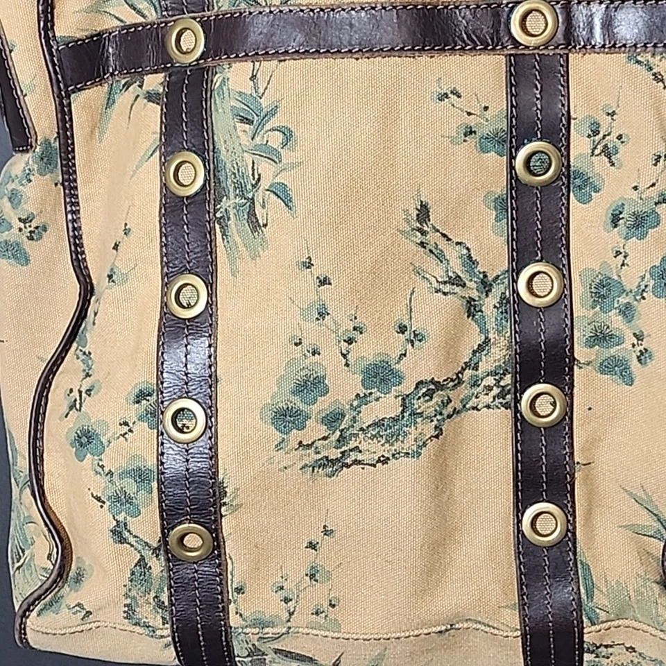 Bolso Hobo Lucky Brand Vintage Inspirado Hoja de Palma Lona y Cuero Foto 2 de 4