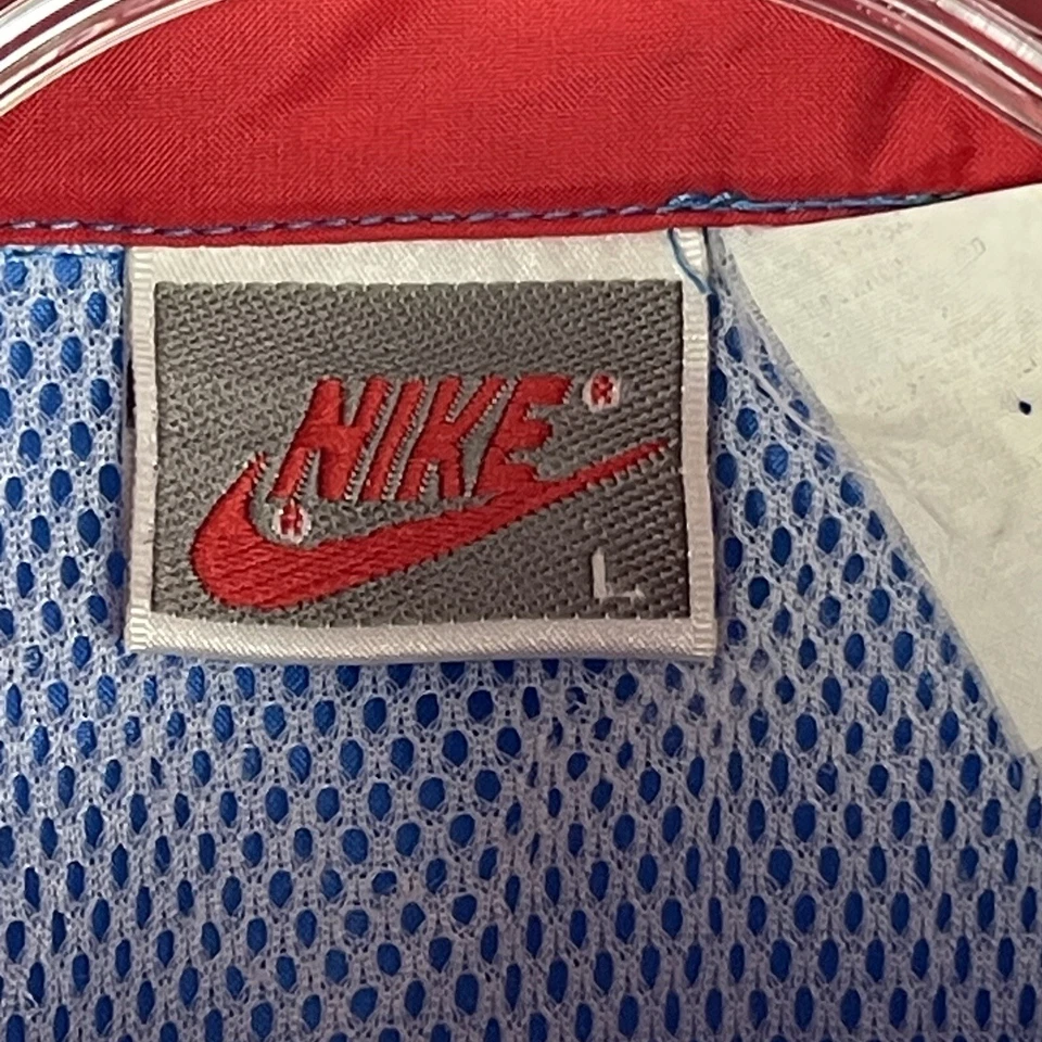 Chaqueta cortavientos vintage Nike con capucha roja blanca azul grande hecha en EE. UU. AÑOS 80 90 Foto 4 de 4