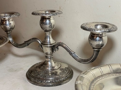 3 candelabro con patas de compota de plata esterlina plato candelabro adornado Webster - Imagen 12 de 17