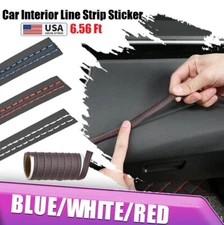 PU Leather Car Interior Decor Line Strip Sticker Molding Trim Accessories 6.5 Ft