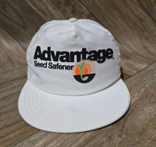 Vintage 1990s ADVANTAGE SEED SAFENER FARM SNAPBACK ADVERTISING HAT MADE IN USA