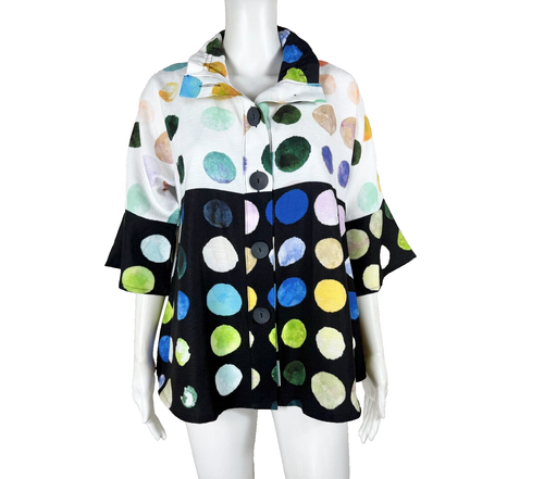 DAMEE, INC. Jacket Fun Polka Dot Print Colorful Wire-Collar Small - NTSF