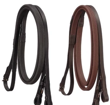 English Bridle Reins - Silver Fox - Flat Rubber Grip -54 Inches - Black or Brown