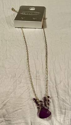 Alexia Crawford Purple Pendant Necklace With Beads And Gold Tone Chain