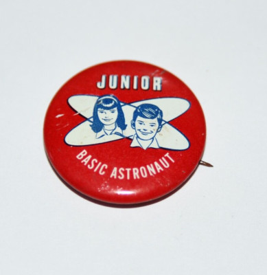 1950's/60's Basic Astronaut Junior Astronauts 1 1/8'' Atomic Litho Pin