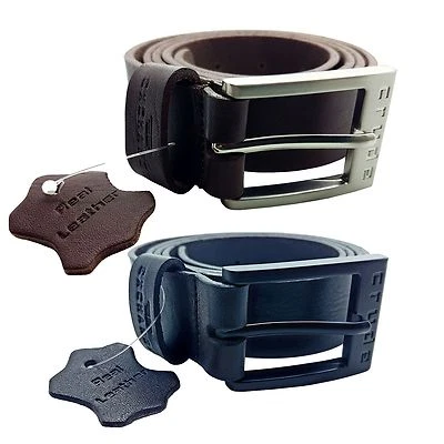 CRUDE EXCHANGE Mens Black Brown Trouser Jeans Real Genuine Leather Belts 26"-64" - Image 1 of 4