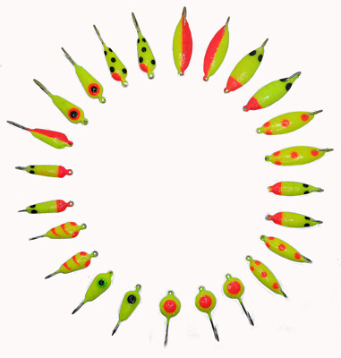 24pc Yellow Ice Fishing Jigs