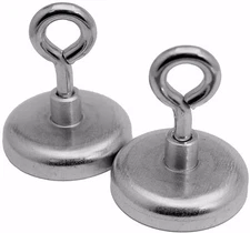 2 Eye Bolt Neodymium Hook Magnets each holds ** 80 lbs **