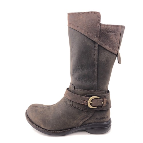Merrell Captiva Buckle Down Stiefel Damen Größe 5 EUR 35 Espresso Braun Leder