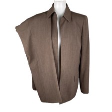 KASPER 2PC Open Front Darkwood Aurora Polyester Open Front Pant Suit Size 10