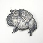 Pomeranian Dog Pin Vintage Silver Tone Metal Kenart England Brooch
