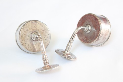 antique bathroom cup holder | vtg deco victorian bathroom cup holder nickel old - Picture 11 of 17
