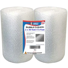2 Pack Bubble Cushioning Wrap Rolls, Air Bubble, 12 Inch x 72 Feet Total