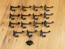 15 PCS Cast Iron Vintage Style Coat Hooks Hat Hook Rack Hall Tree Flat Black