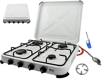 Cuisinière à Gaz 4 Flame Réchaud 5,5 Kw avec Couvercle Plaque Cuisson - Bild 1 von 4