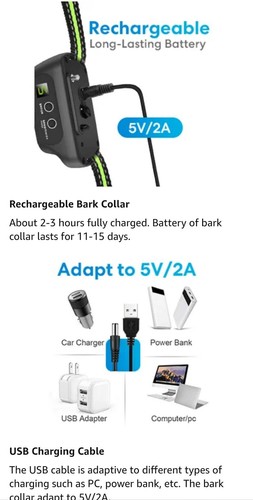 Rechargeable Dog Bark Collar with Beep Vibration and Shock,Anti Barking Collar - Picture 13 of 16