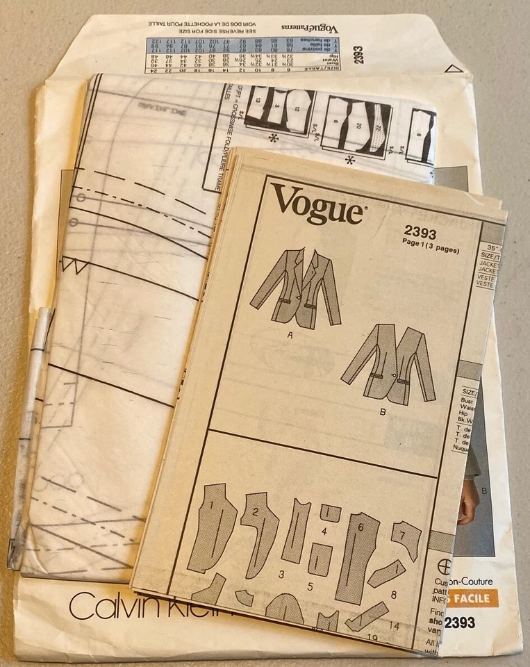 CALVIN KLEIN Vogue 2393 American Designer Jacket pattern US 12-14-16 UNCUT - Image 4 of 4