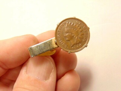 older smaller size tie clip with genuine 1907 Indian Penny | eBay