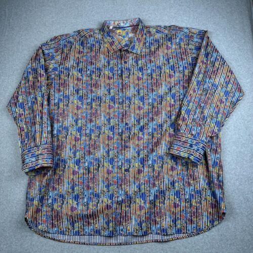 Visconti Black Shirt Mens 3XLB Colorful Digital Abstract Button Long Sleeve